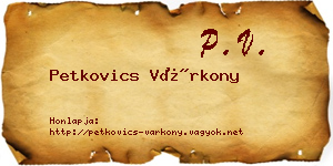 Petkovics Várkony névjegykártya